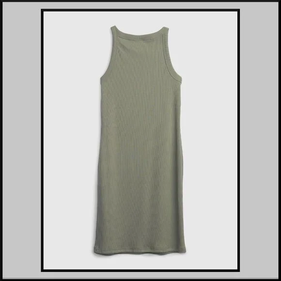 NWT! GAP Teen Rib Tank Dress ~ GREEN ~ Size 18/20 (Ret. $69) - Picture 4 of 5